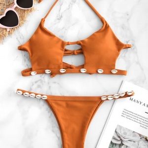 ZAFUL Shell Cutout Halter Bikini Set